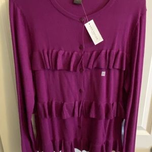 Ann Taylor Ruffled Cardigan Sweater